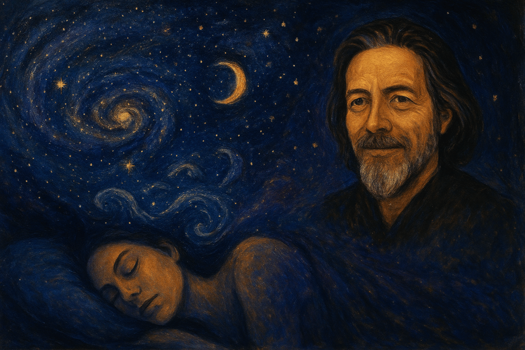 Alan Watts y la visión de la realidad como el sueño de Dios, conciencia infinita desplegándose en formas cósmicas